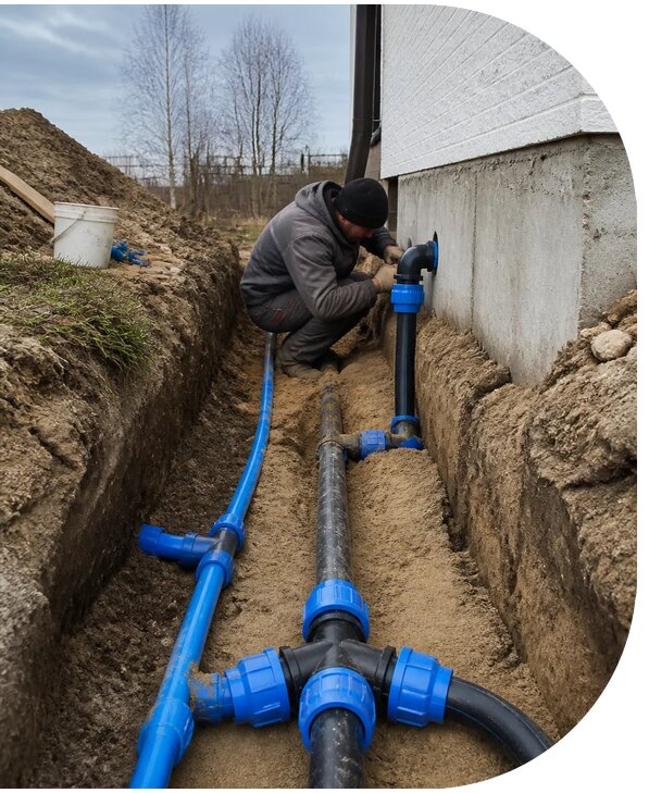 Монтаж наружного водопровода на участке под ключ в Белорецке